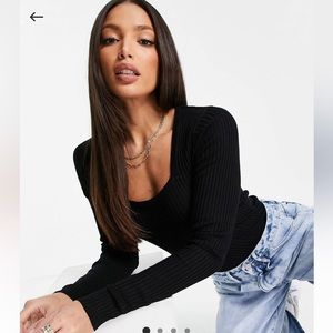 ASOS Threadbare Tall Cleo square neck sweater black